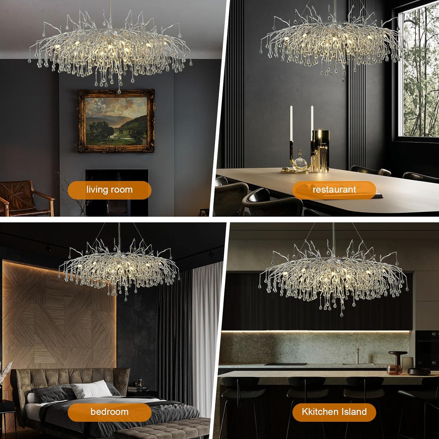 Raindrop Tree Branch Chandelier 23" 47"-Fullstarlighting