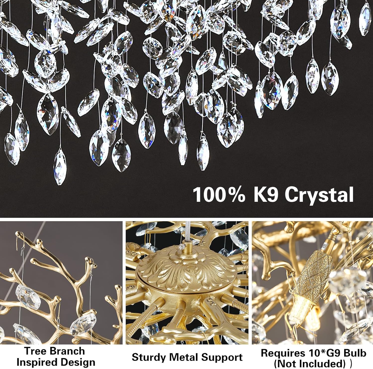 Ice Eye Modern Crystal Tree Branch Round Chandelier for All Rooms 30" 40" 48"-Fullstarlighting