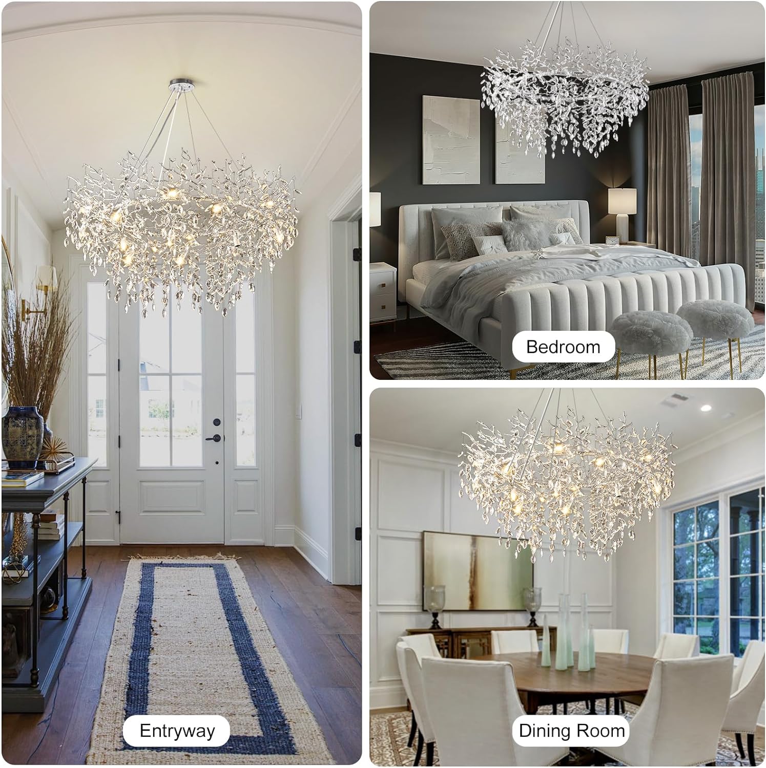 Ice Eye Modern Crystal Tree Branch Round Chandelier for All Rooms 30" 40" 48"-Fullstarlighting