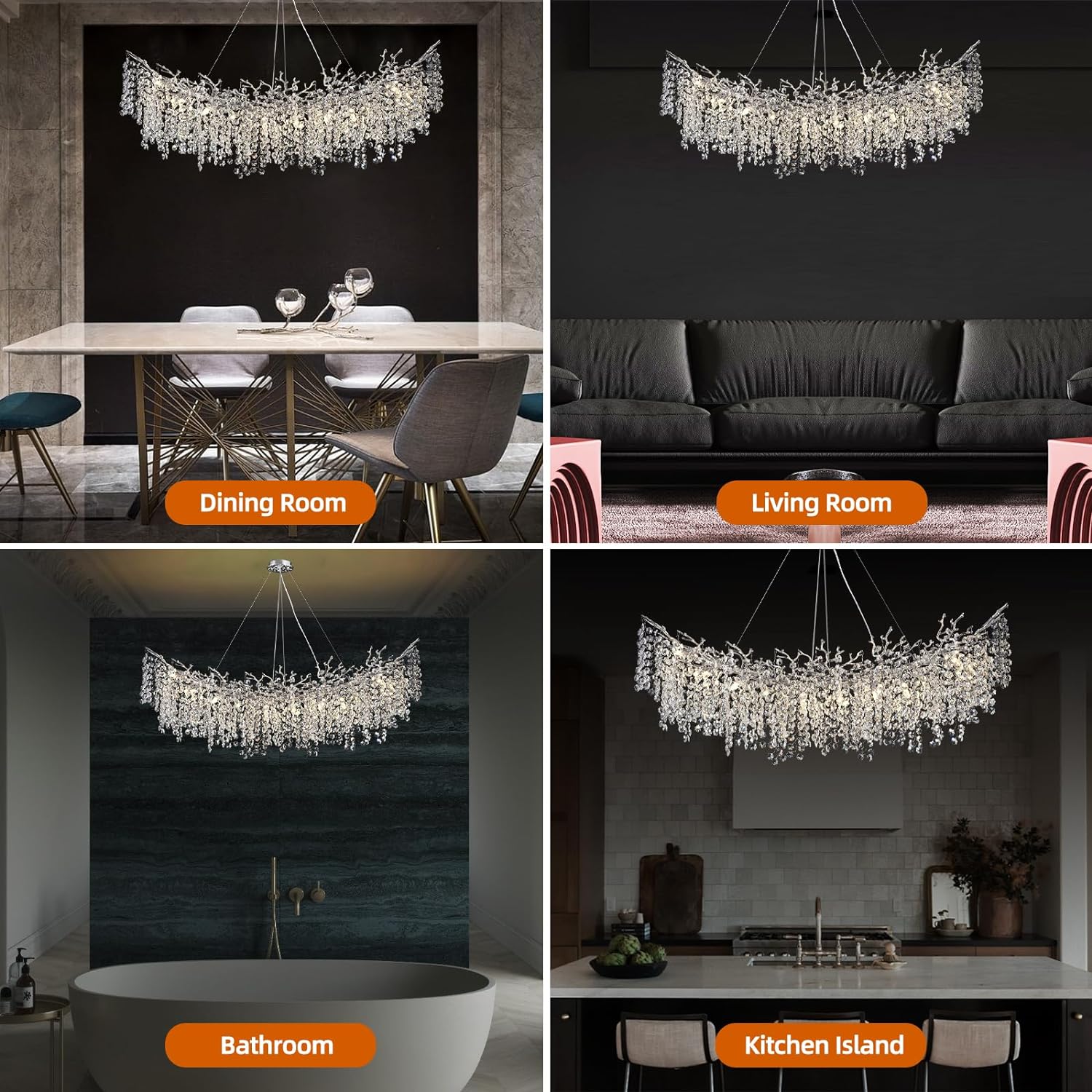 Snow Tree Branch Crystal Chandelier for All Rooms 30" 40" 55"-Fullstarlighting