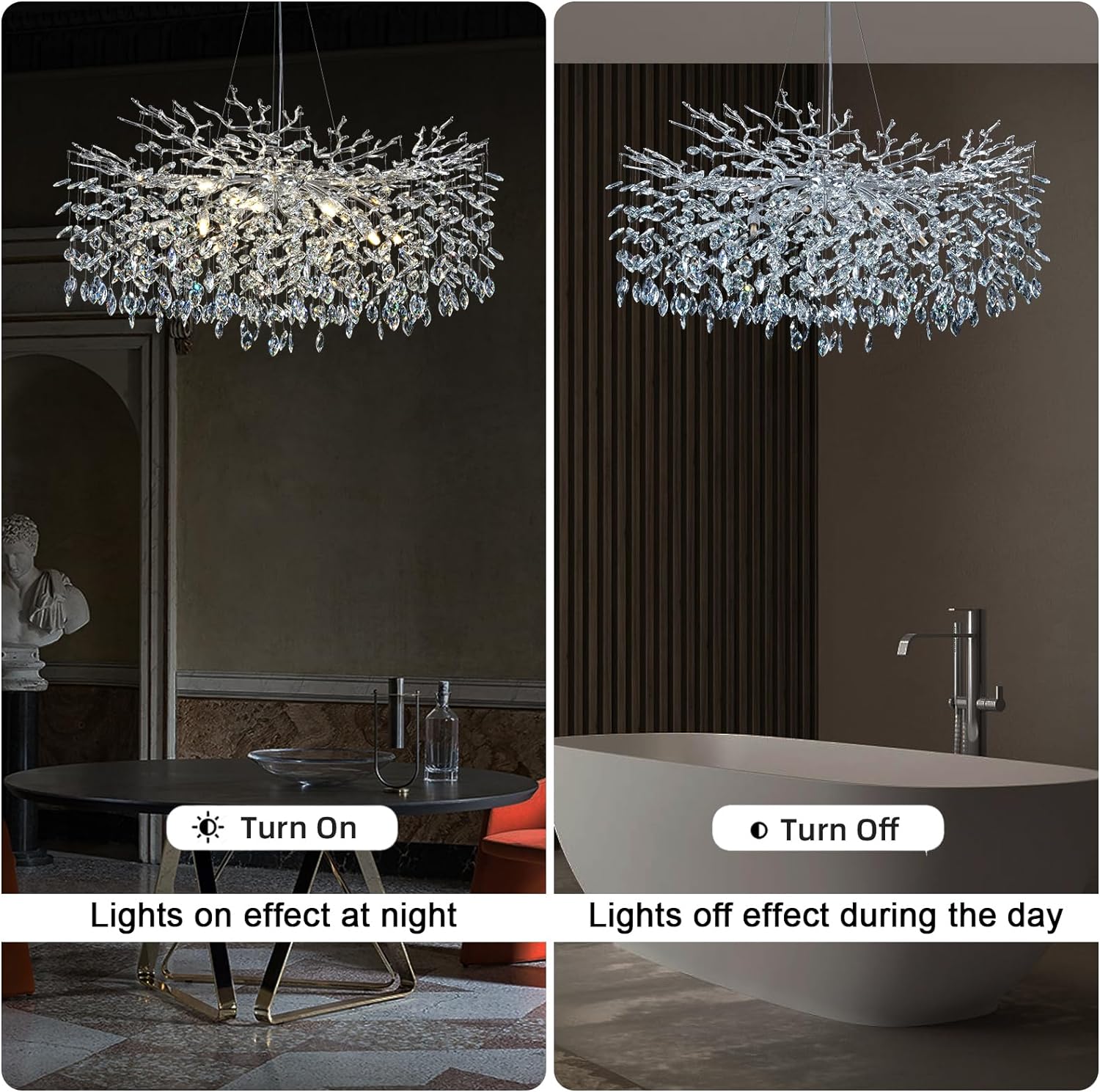 Ice Eye Modern Crystal Tree Branch Round Chandelier for All Rooms 30" 40" 48"-Fullstarlighting