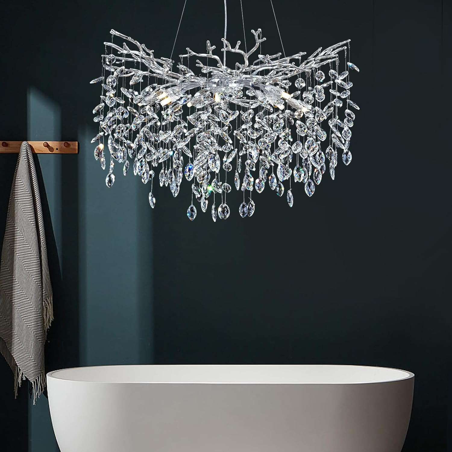 Ice Eye Modern Crystal Tree Branch Round Chandelier for All Rooms 30" 40" 48"-Fullstarlighting