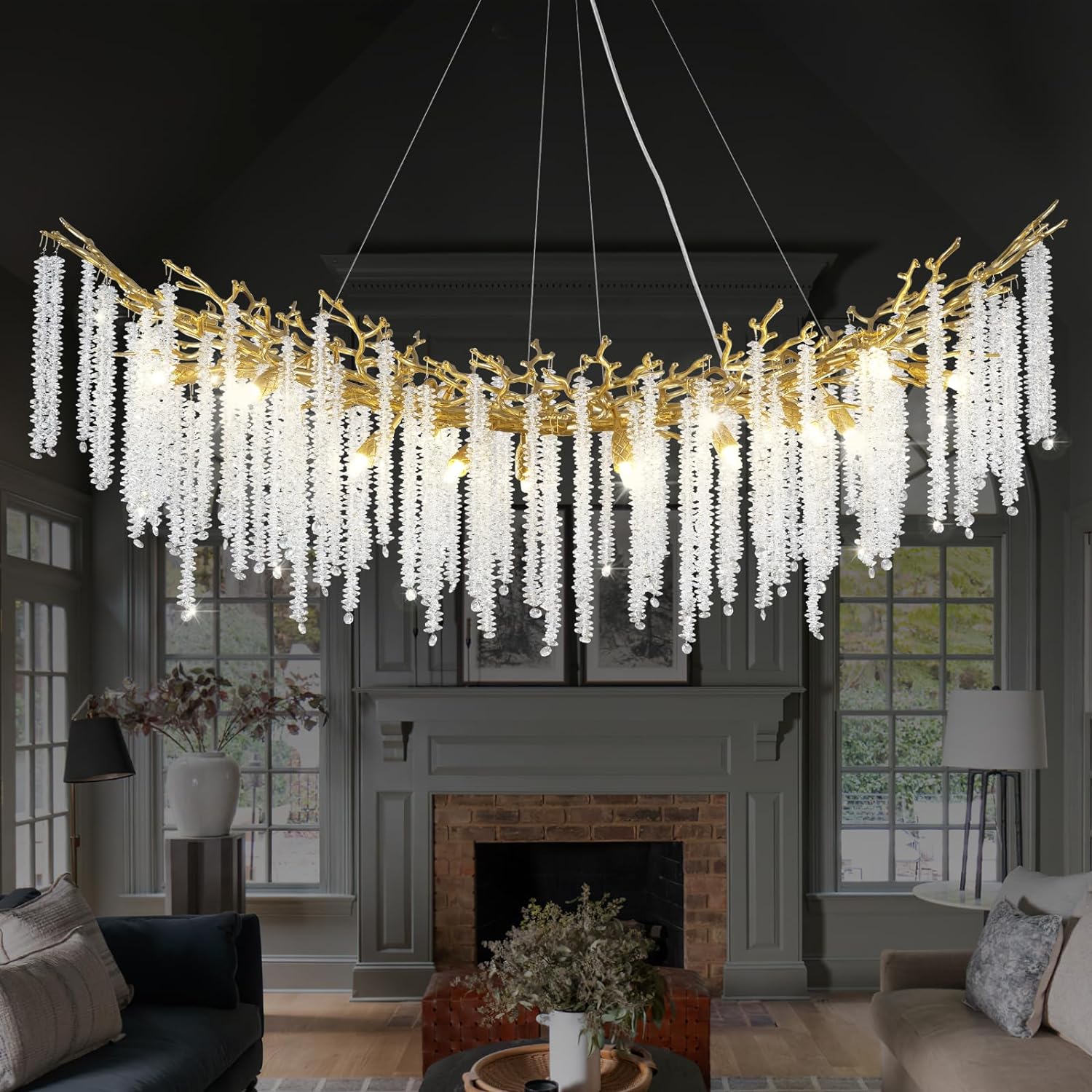 Snow Tree Branches Linear Chandelier for All Rooms 55''-Fullstarlighting