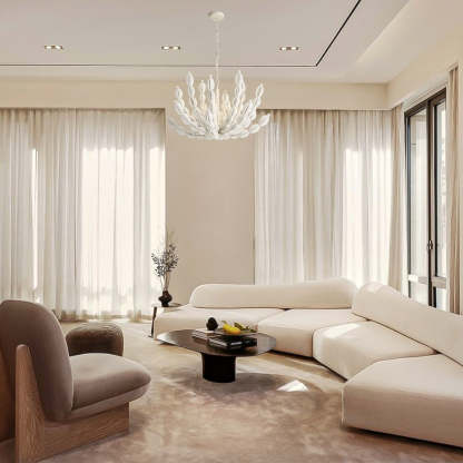 Indi White Wood Chandelier