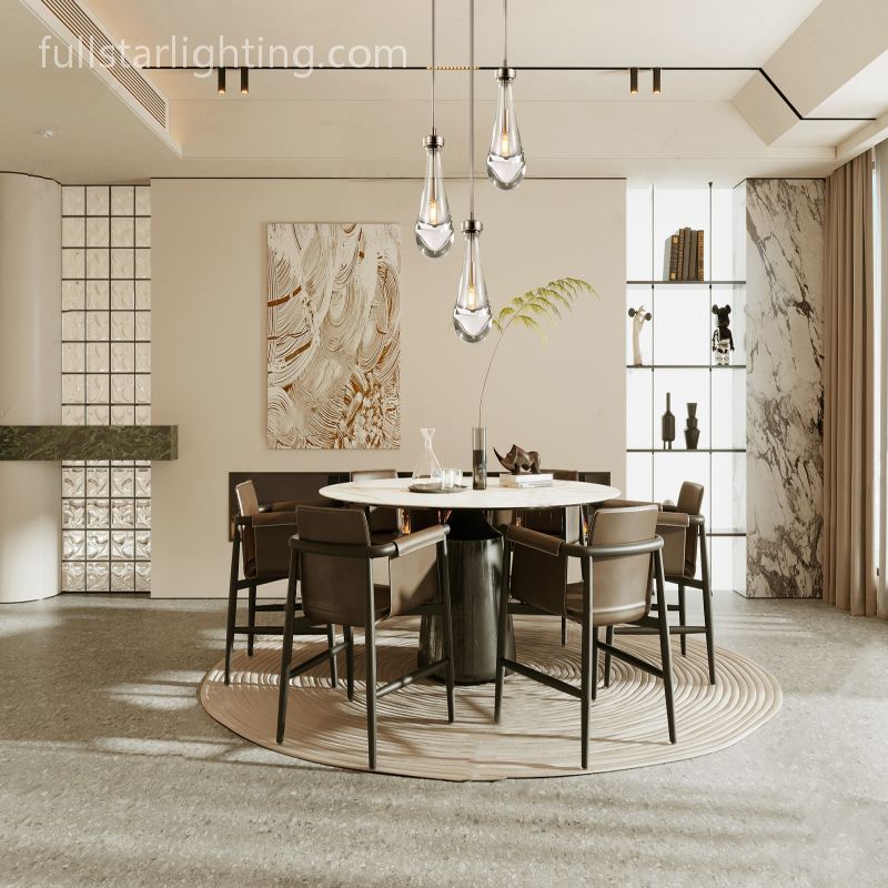 Raindrops 3-Light Rod Round Chandelier-Fullstarlighting