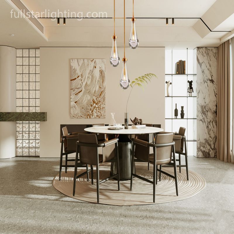 Raindrops 3-Light Rod Round Chandelier-Fullstarlighting