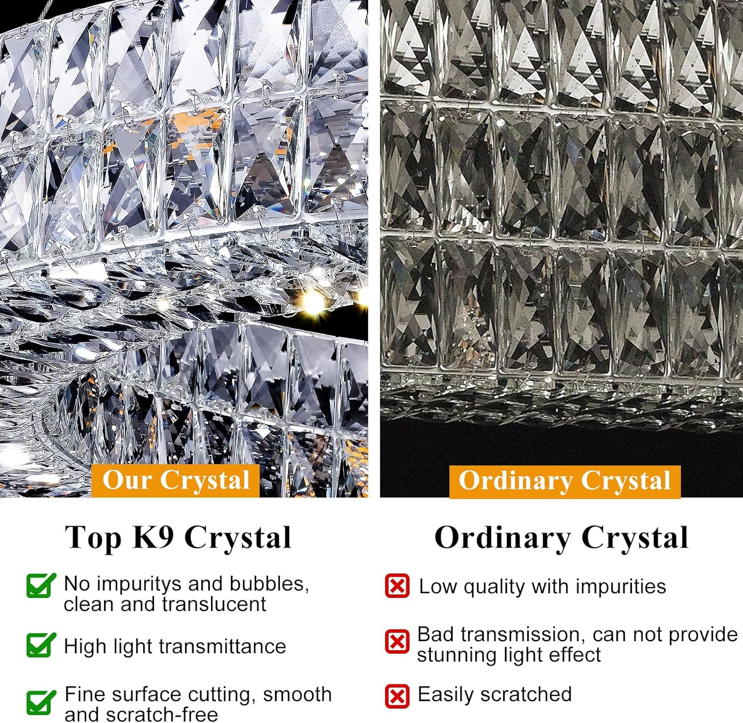 K9 Crystal Round/Rectangular Chandelier 32" 61"-Fullstarlighting