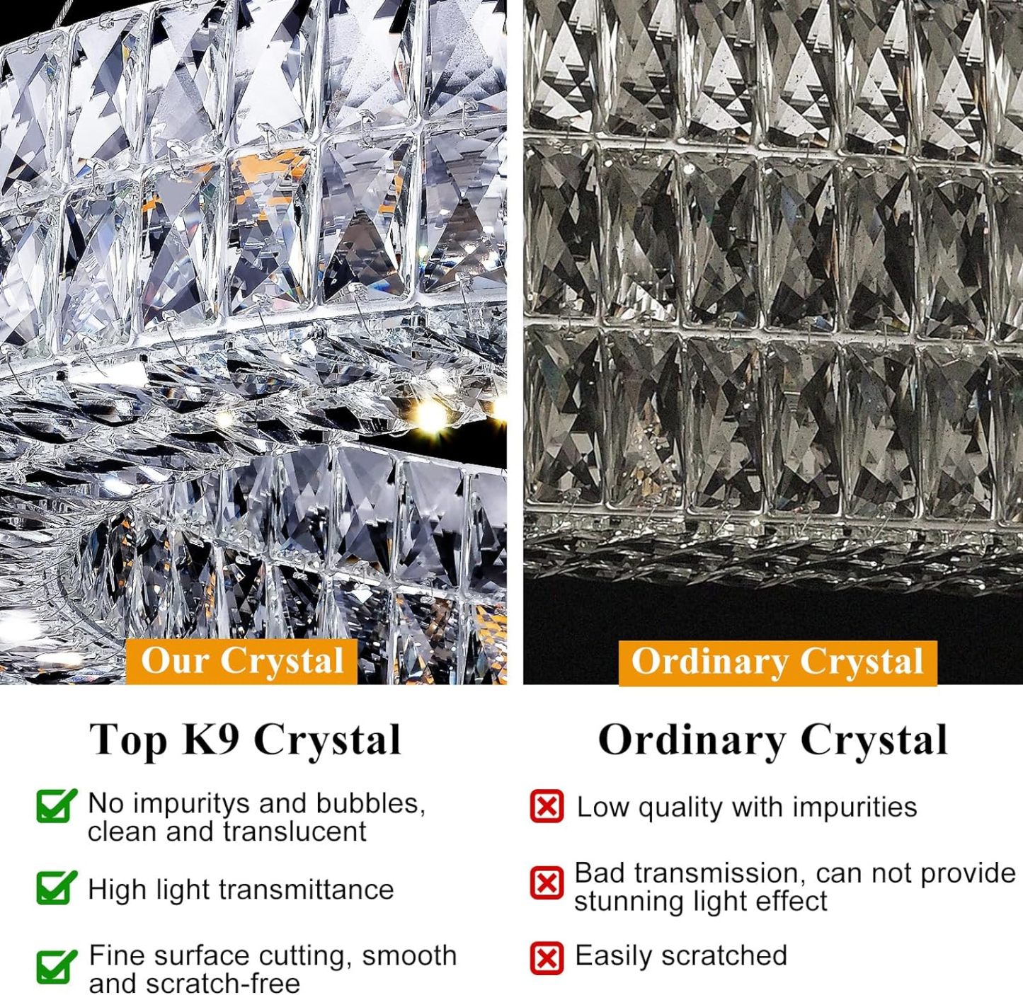 K9 Crystal Round/Rectangular Chandelier 32" 61"-Fullstarlighting