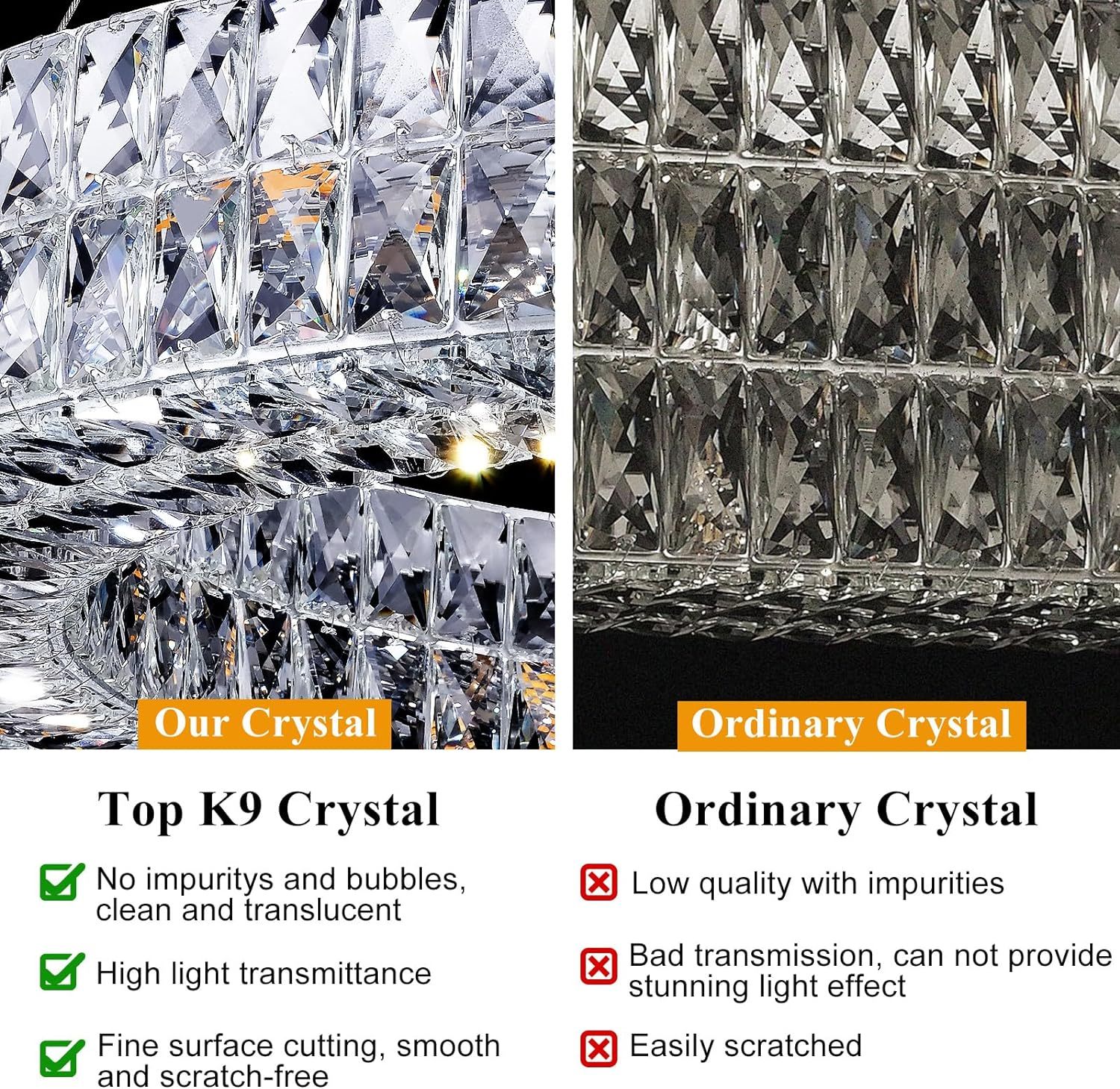 K9 Crystal Round/Rectangular Chandelier 32" 61"-Fullstarlighting
