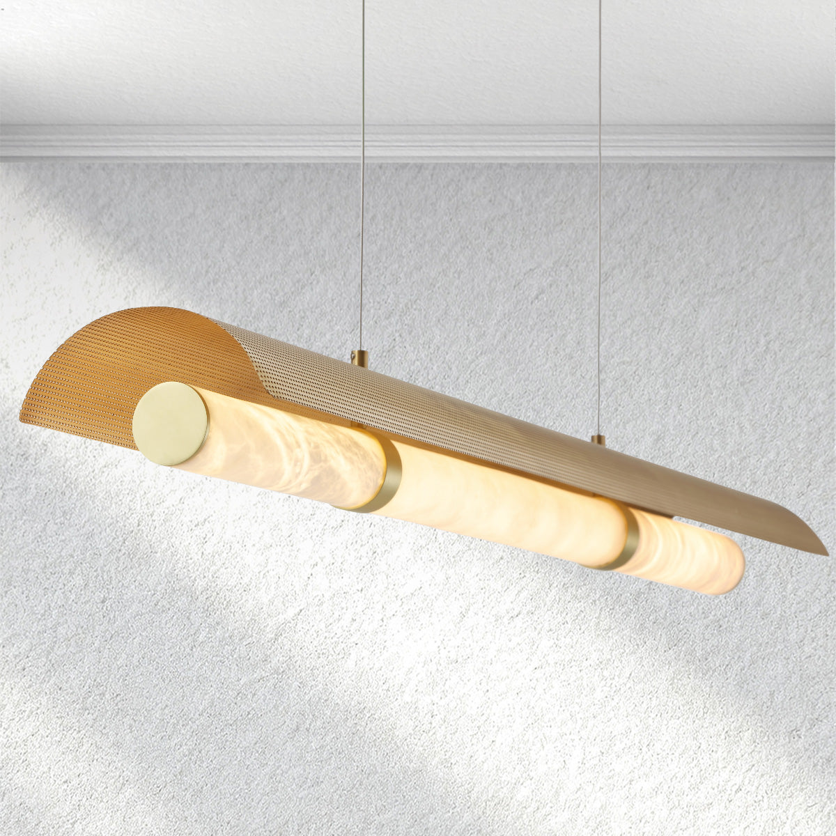 Carey Mirage Alabaster Linear Chandelier-Fullstarlighting
