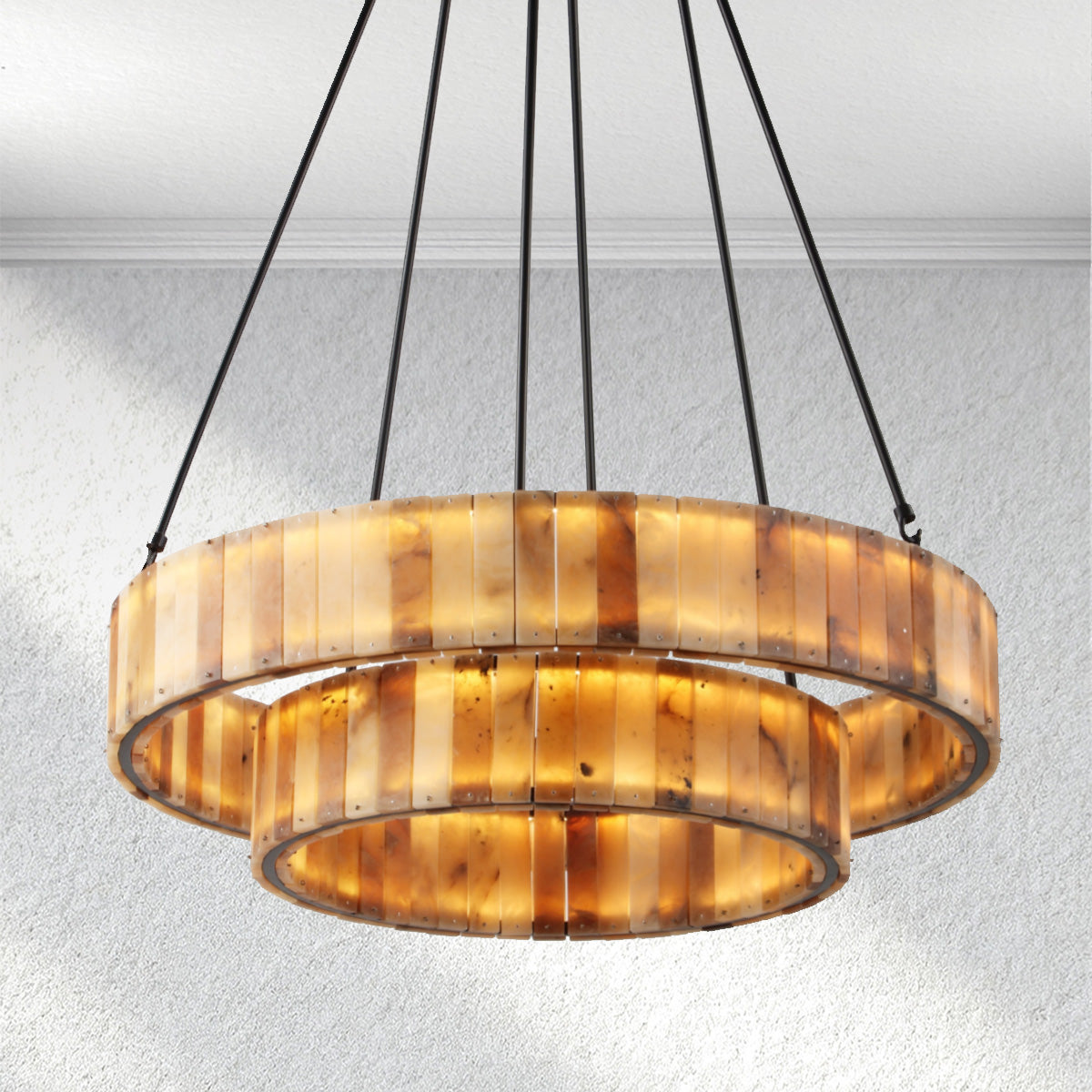 Carey Eterna Alabaster Round Chandelier-Fullstarlighting