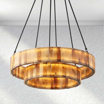 Carey Eterna Alabaster Round Chandelier-Fullstarlighting
