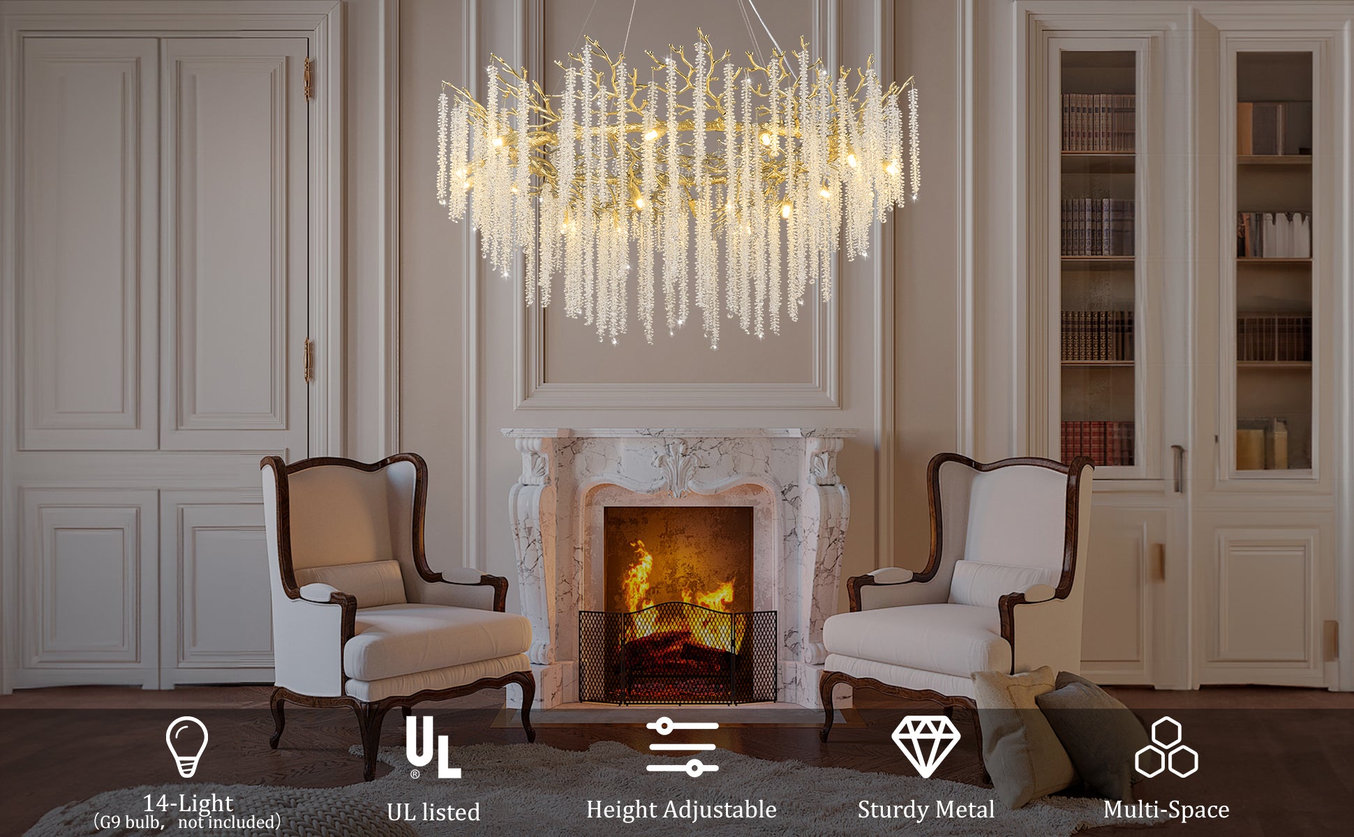 Snow Tree Branch Gold/Silver Chandelier 47''-Fullstarlighting