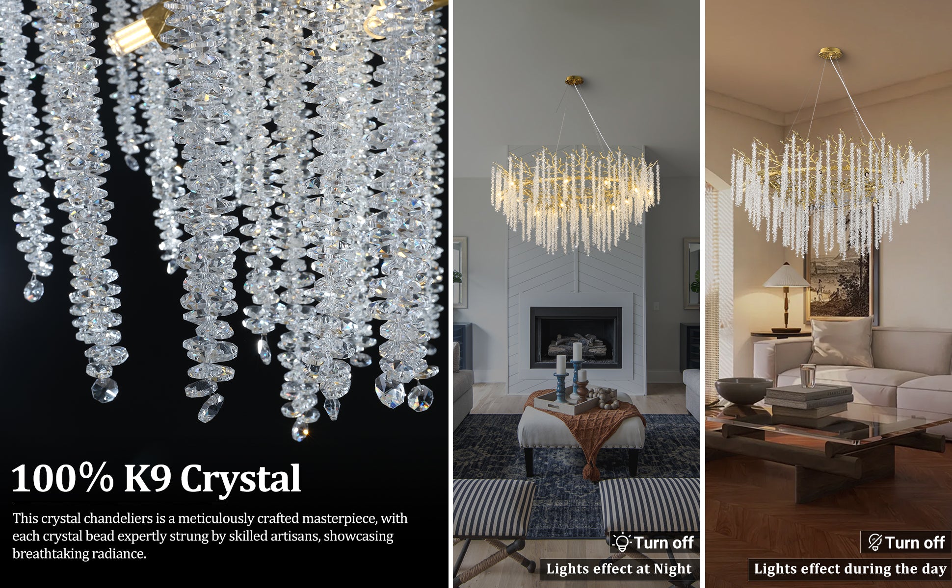 Snow Tree Branch Gold/Silver Chandelier 47''-Fullstarlighting