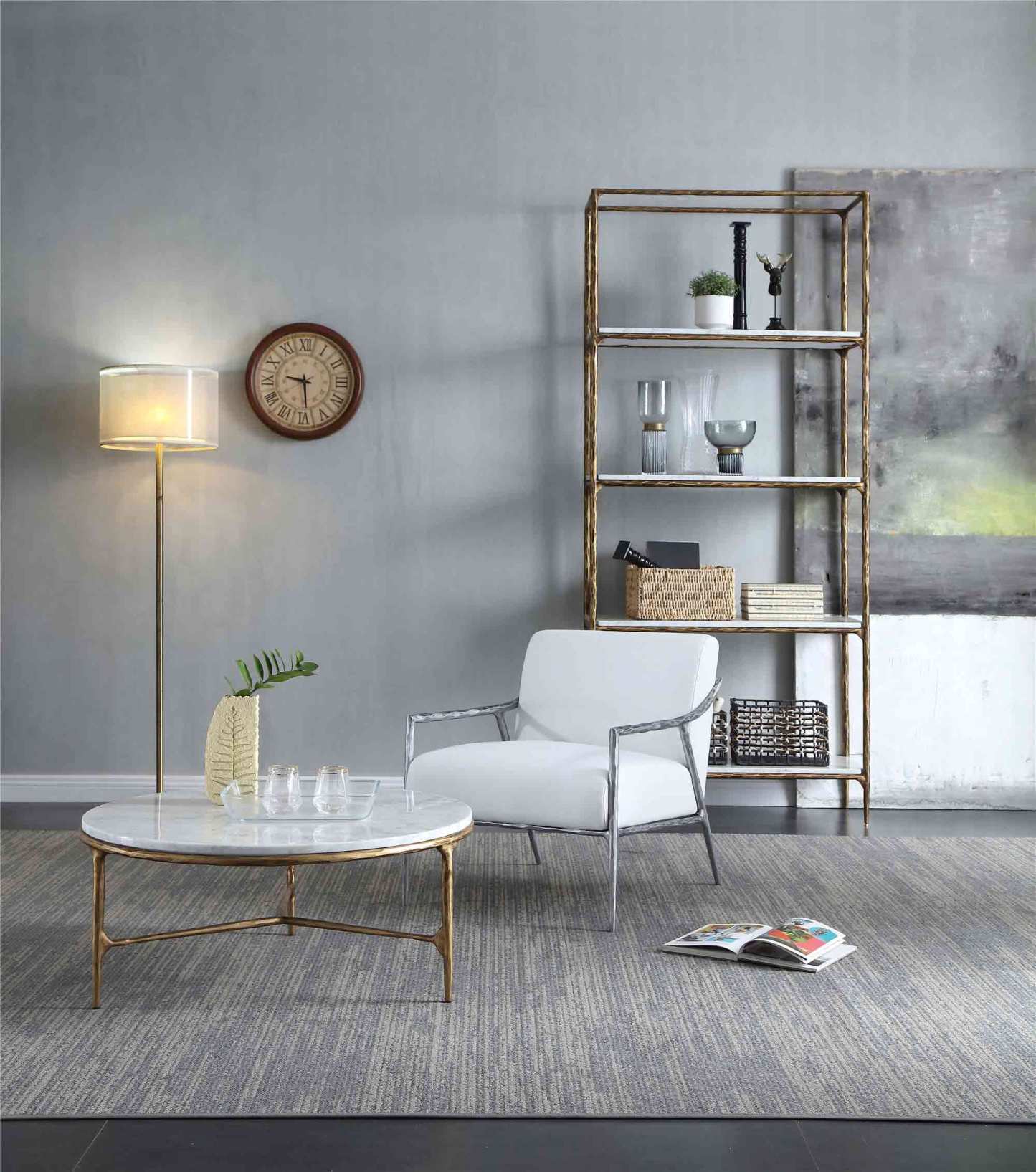 Thaddeus Marble Round Coffee Table-Fullstarlighting