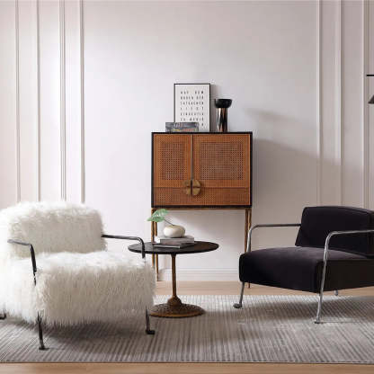 Thaddeus Metal Frame Rattan Side Cabinet-Fullstarlighting