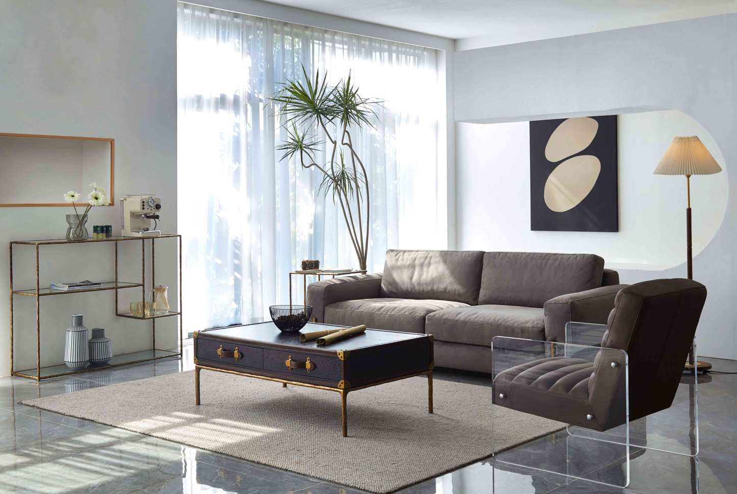 Thaddeus Vintage Leather Square Coffee Table