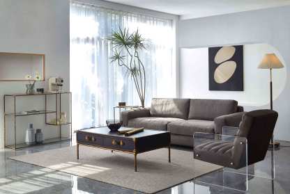 Thaddeus Vintage Leather Square Coffee Table-Fullstarlighting