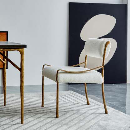 Thaddeus Retro Copper Iron Frame Armless Dining Chair-Fullstarlighting