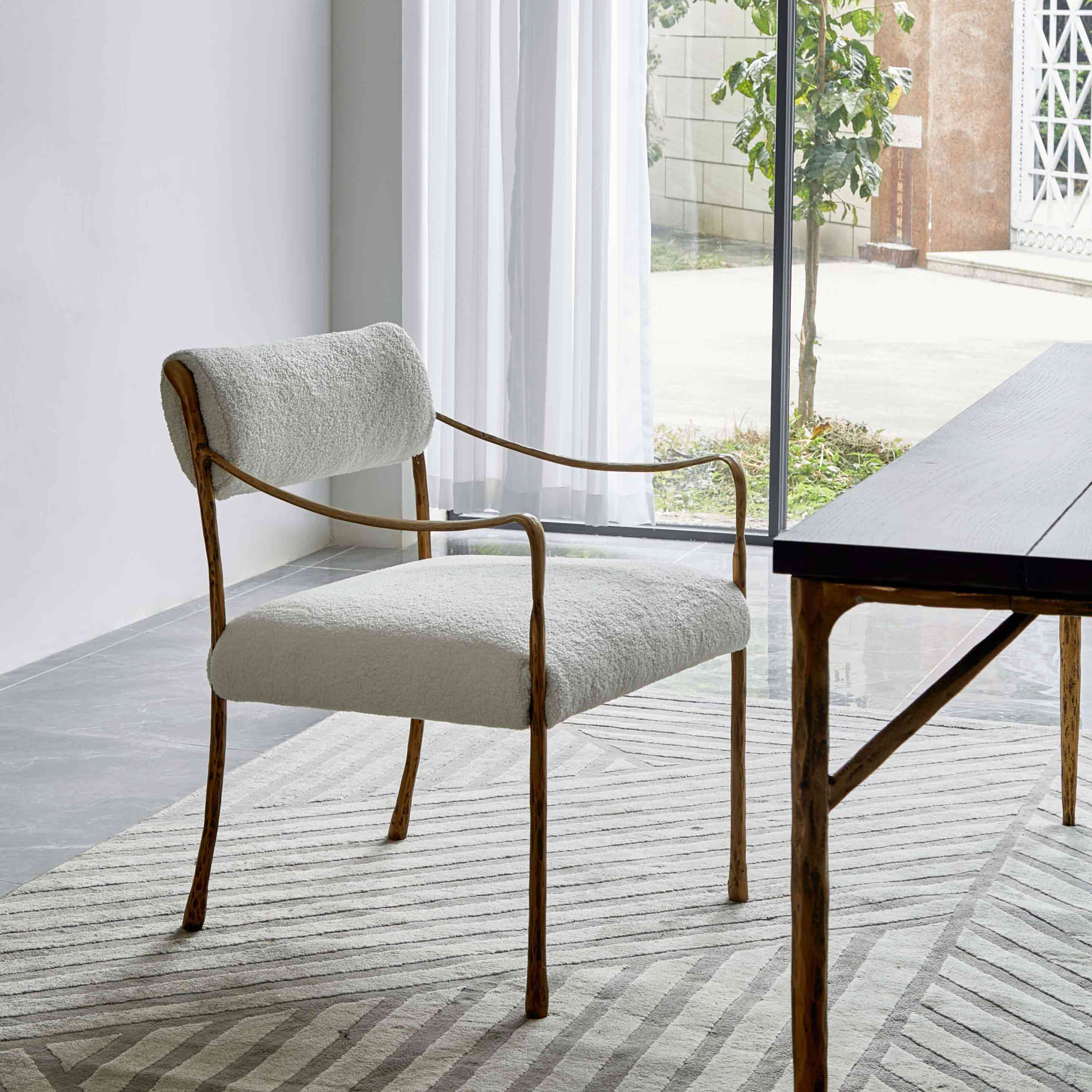 Thaddeus Retro Copper Iron Frame Dining Chair-Fullstarlighting