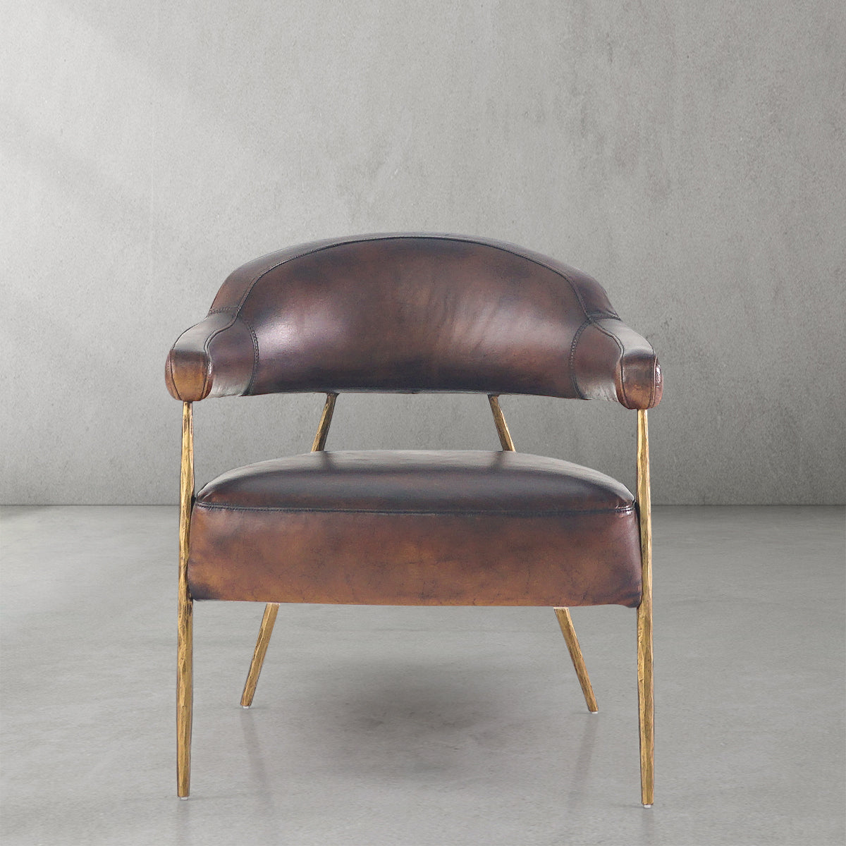Thaddeus Brown Leather Lounge Armchair-Fullstarlighting