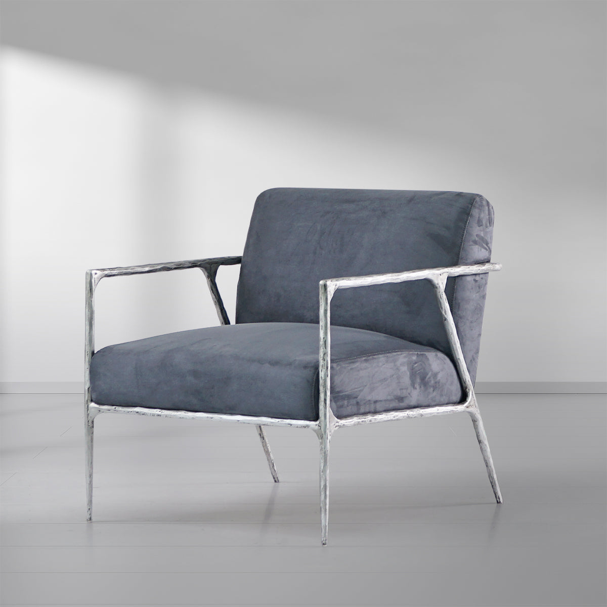 Thaddeus Retro Silver Iron Frame Track Armchair-Fullstarlighting