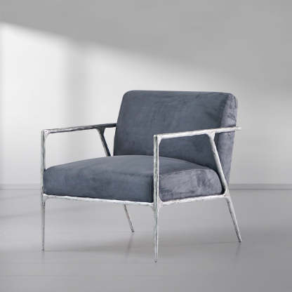 Thaddeus Retro Silver Iron Frame Track Armchair-Fullstarlighting