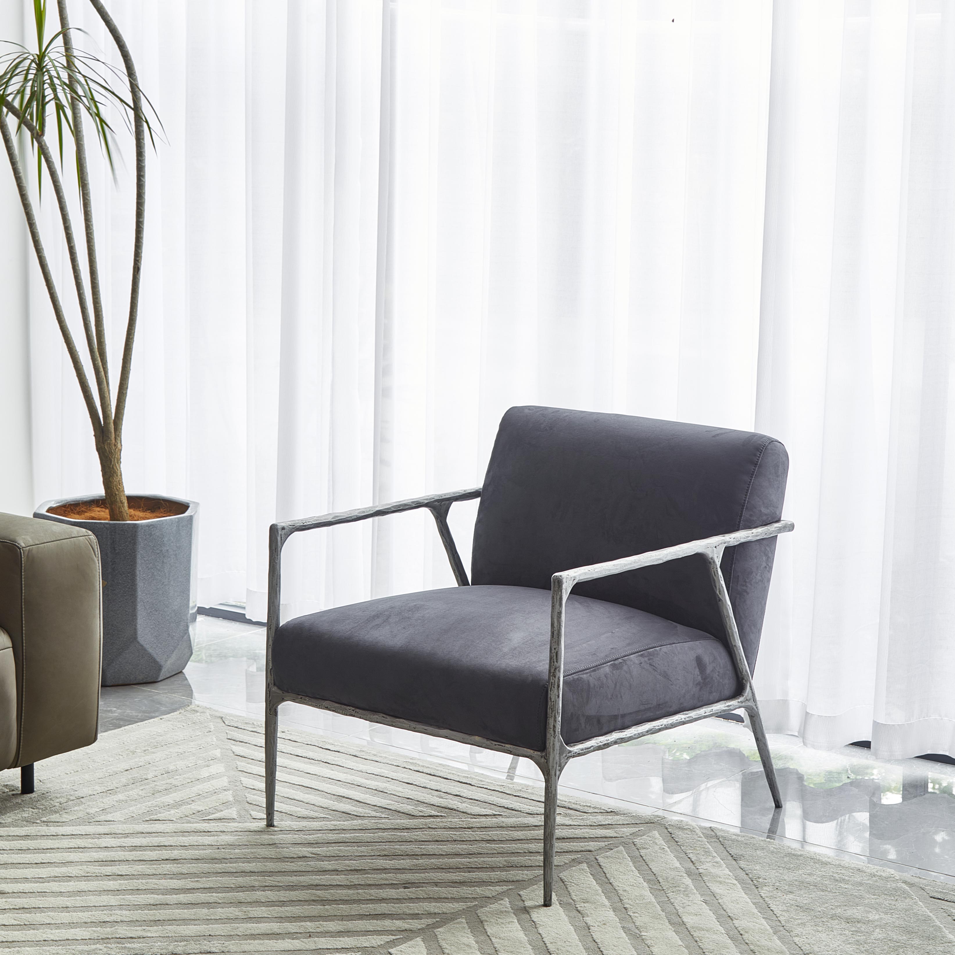 Thaddeus Retro Silver Iron Frame Track Armchair-Fullstarlighting