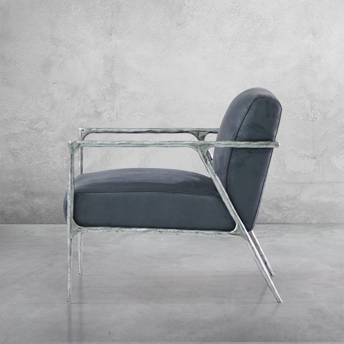 Thaddeus Retro Silver Iron Frame Track Armchair-Fullstarlighting
