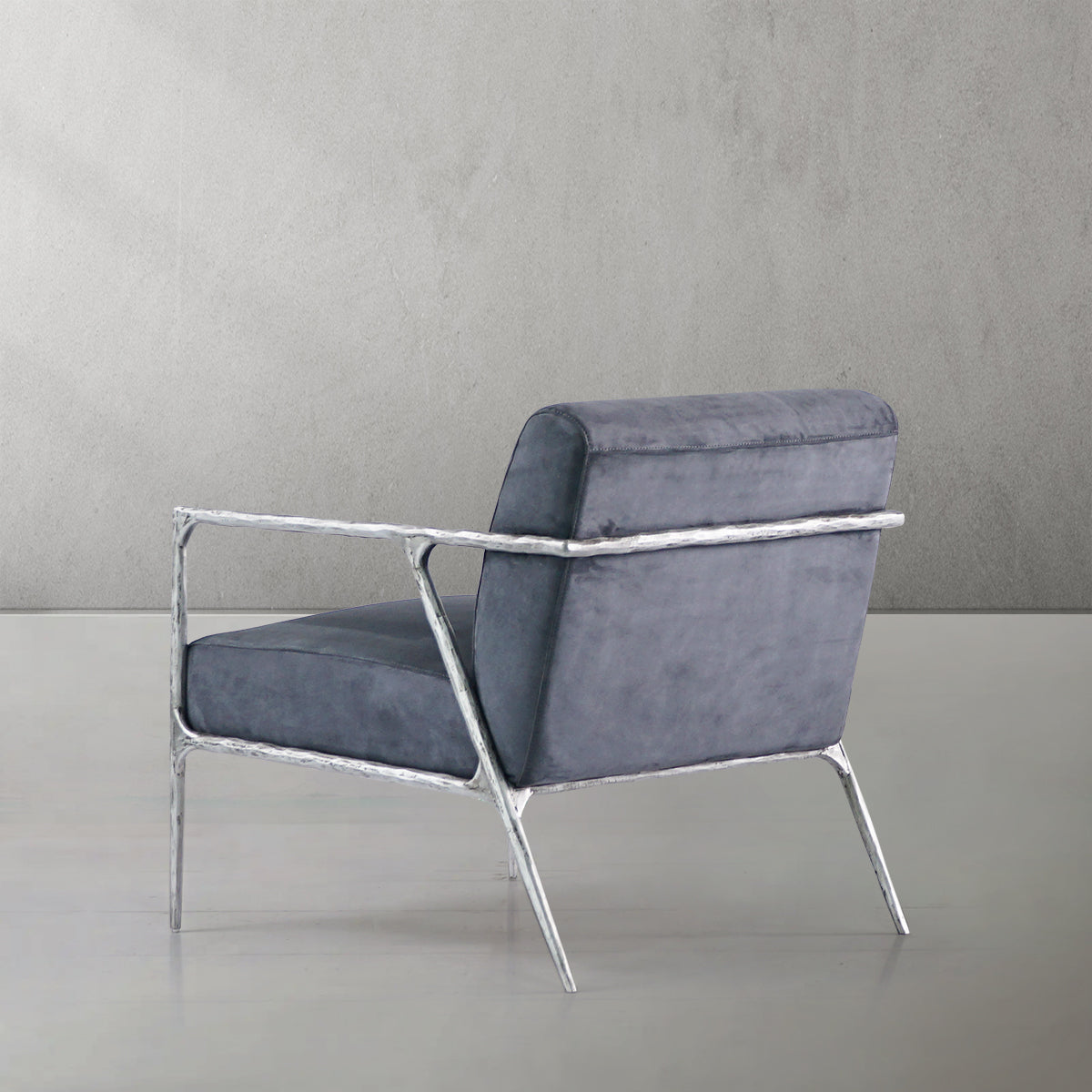 Thaddeus Retro Silver Iron Frame Track Armchair-Fullstarlighting