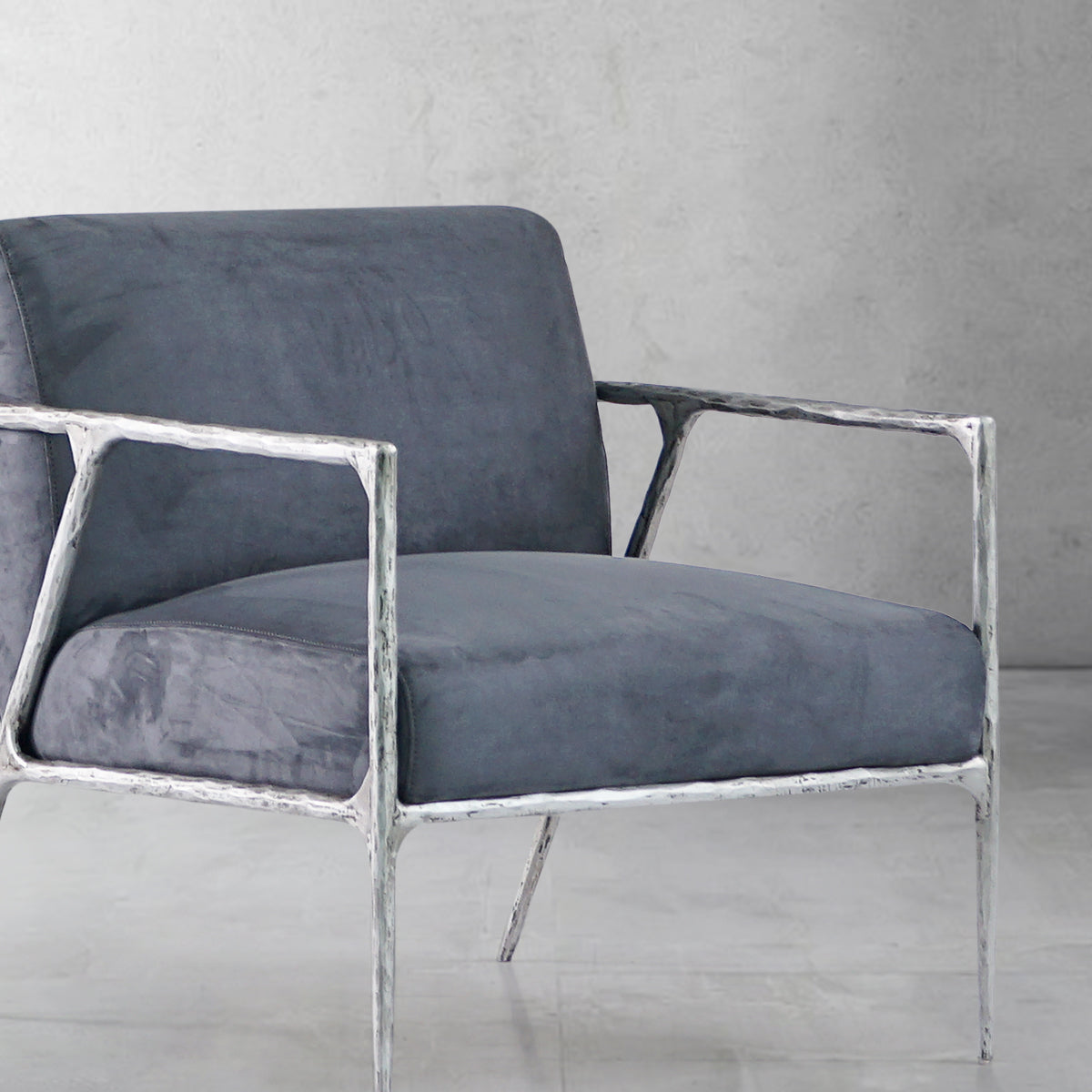 Thaddeus Retro Silver Iron Frame Track Armchair-Fullstarlighting