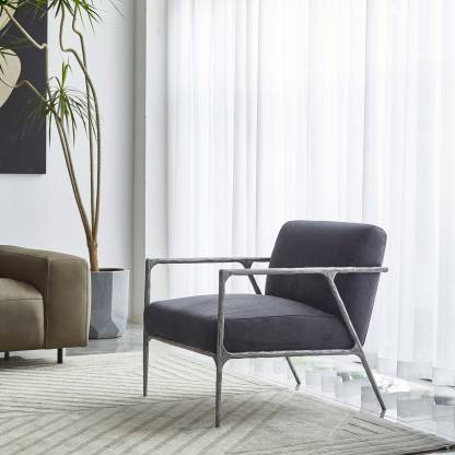 Thaddeus Retro Silver Iron Frame Track Armchair-Fullstarlighting