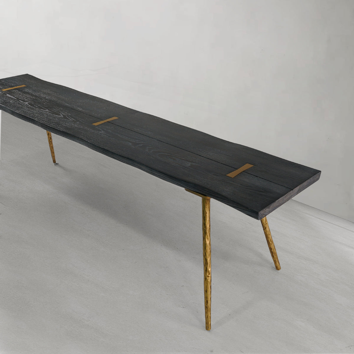 Thaddeus Retro Copper Frame Solid Wood Dining Bench-Fullstarlighting