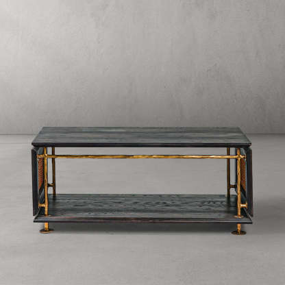 Thaddeus Vintage Rattan Wooden Coffee Table-Fullstarlighting