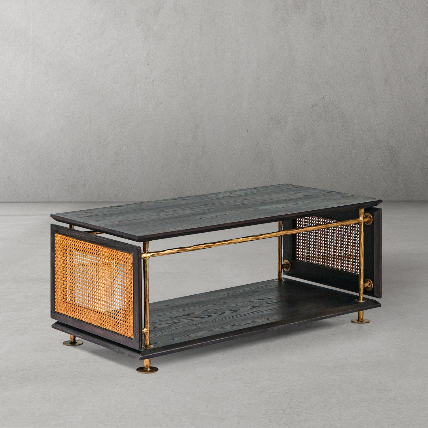 Thaddeus Vintage Rattan Wooden Coffee Table-Fullstarlighting