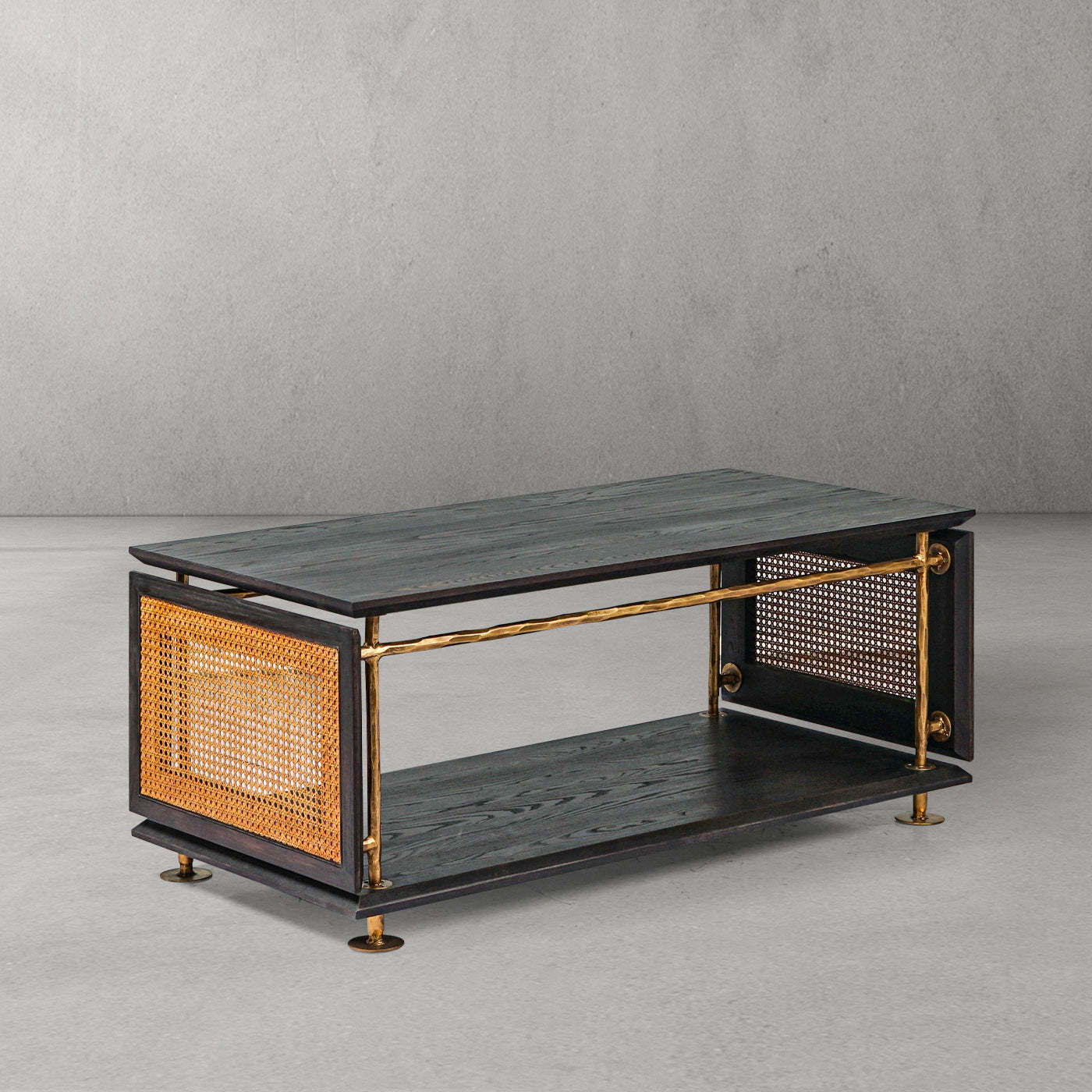 Thaddeus Vintage Rattan Wooden Coffee Table-Fullstarlighting