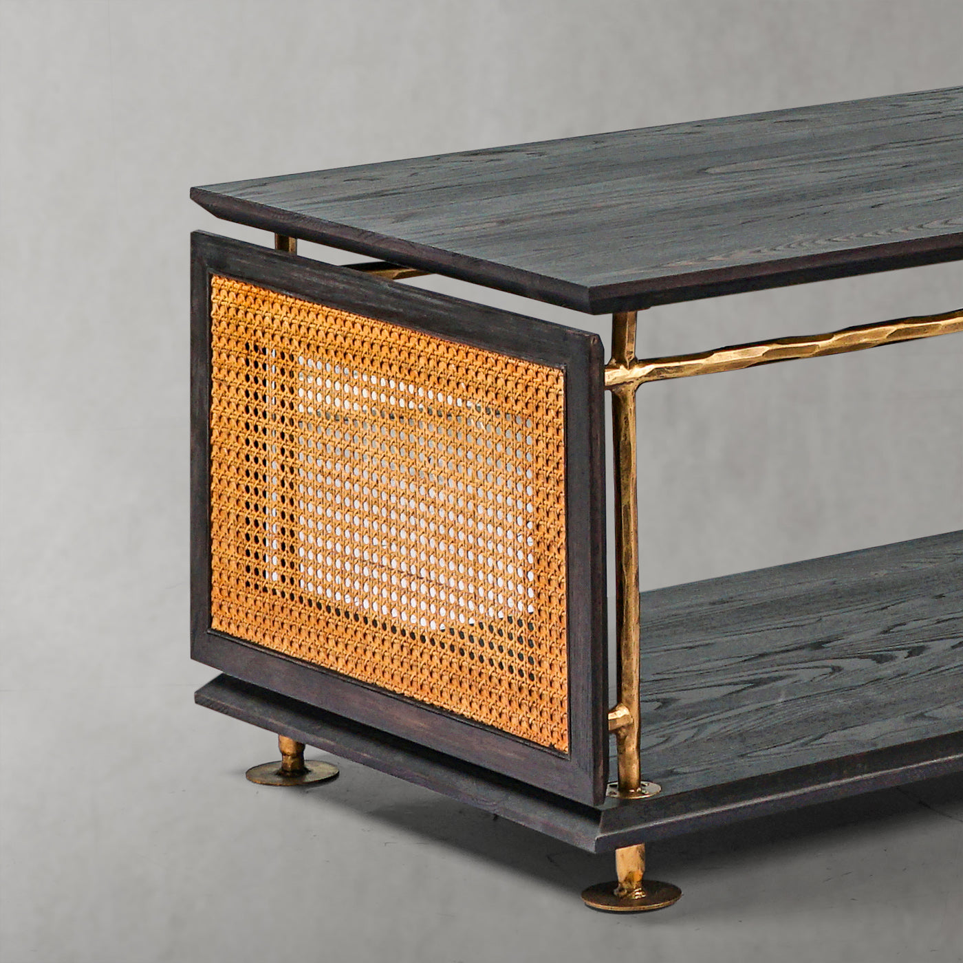 Thaddeus Vintage Rattan Wooden Coffee Table-Fullstarlighting