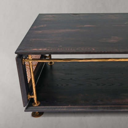 Thaddeus Vintage Rattan Wooden Coffee Table-Fullstarlighting
