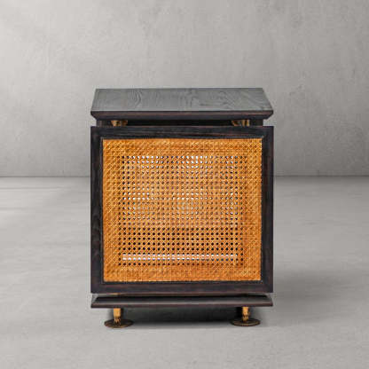 Thaddeus Woven Rattan Side Table-Fullstarlighting
