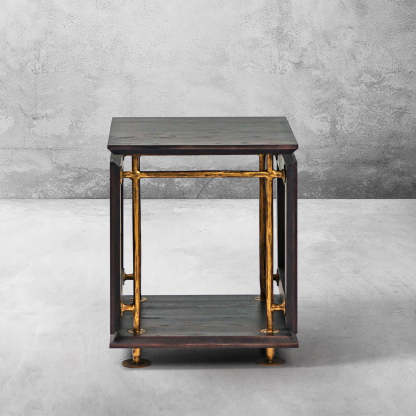 Thaddeus Woven Rattan Side Table-Fullstarlighting