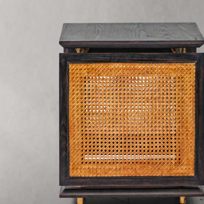 Thaddeus Woven Rattan Side Table-Fullstarlighting
