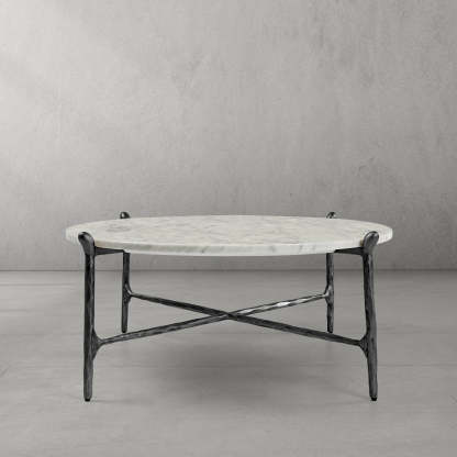 Thaddeus Round Horn Marble Coffee Table & Side Table-Fullstarlighting