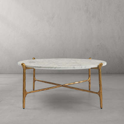 Thaddeus Round Horn Marble Coffee Table & Side Table-Fullstarlighting