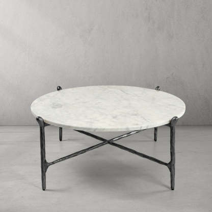 Thaddeus Round Horn Marble Coffee Table & Side Table-Fullstarlighting