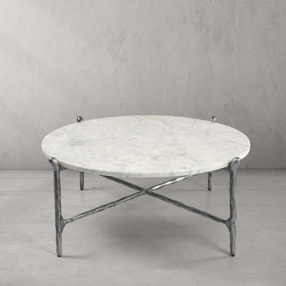 Thaddeus Round Horn Marble Coffee Table & Side Table-Fullstarlighting