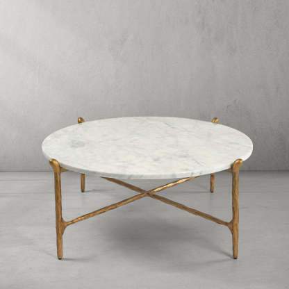 Thaddeus Round Horn Marble Coffee Table & Side Table-Fullstarlighting