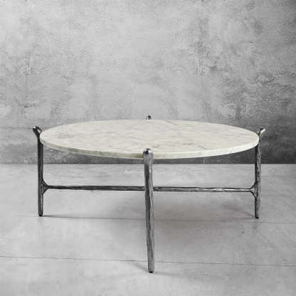 Thaddeus Round Horn Marble Coffee Table & Side Table-Fullstarlighting