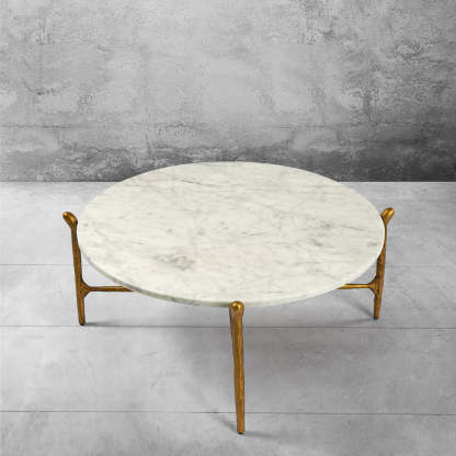 Thaddeus Round Horn Marble Coffee Table & Side Table-Fullstarlighting