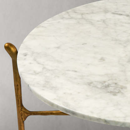 Thaddeus Round Horn Marble Coffee Table & Side Table-Fullstarlighting