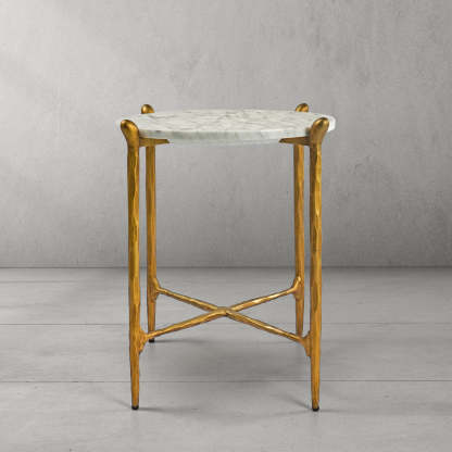 Thaddeus Round Horn Marble Coffee Table & Side Table-Fullstarlighting